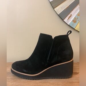 Women's Sofft Emeree Leather Suede Wedge Ankle Boots, SZ 9 Comfort, Chic Black